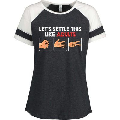 Lets Settle This Like Adults Funny Rock Paper Scissor Enza Ladies Jersey Colorblock Tee