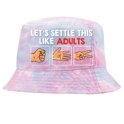 Lets Settle This Like Adults Funny Rock Paper Scissor Tie-Dyed Bucket Hat