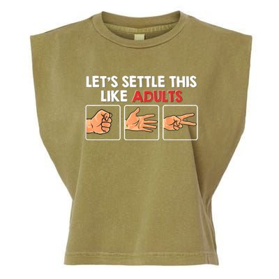 Lets Settle This Like Adults Funny Rock Paper Scissor Garment-Dyed Women's Muscle Tee