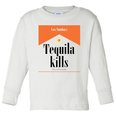 Los Sunday Tequila Kills The Boredom Orange Toddler Long Sleeve Shirt