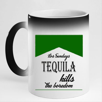 Los Sunday Tequila Kills The Boredom Green 11oz Black Color Changing Mug