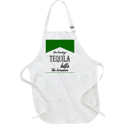 Los Sunday Tequila Kills The Boredom Green Full-Length Apron With Pockets