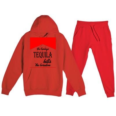 Los Sunday Tequila Kills The Boredom Red Premium Hooded Sweatsuit Set