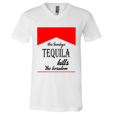 Los Sunday Tequila Kills The Boredom Red V-Neck T-Shirt