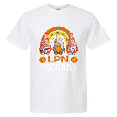 Lpn Squad Three Gnomes Thanksgiving Fall Pumpkins Rainbow Gift Garment-Dyed Heavyweight T-Shirt