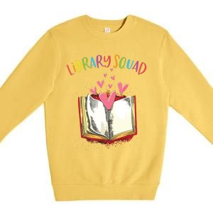 Library Squad Teacher Book Lovers Librarian Funny Premium Crewneck Sweatshirt