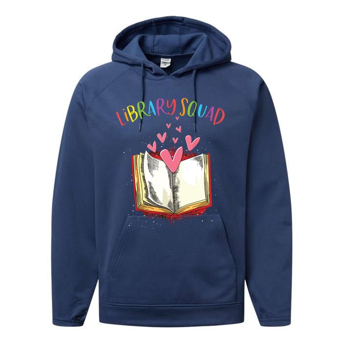 Library Squad Teacher Book Lovers Librarian Funny Performance Fleece Hoodie