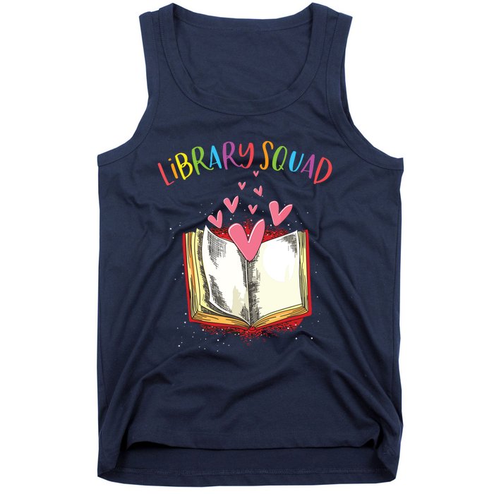 Library Squad Teacher Book Lovers Librarian Funny Tank Top