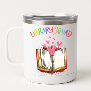 Library Squad Teacher Book Lovers Librarian Funny 12 oz Stainless Steel Tumbler Cup