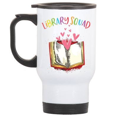 Library Squad Teacher Book Lovers Librarian Funny Stainless Steel Travel Mug