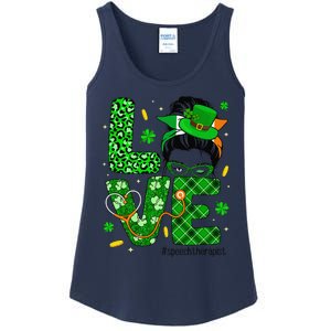 Love Speech Therapist Life Messy Bun Saint Patrick's Day Ladies Essential Tank