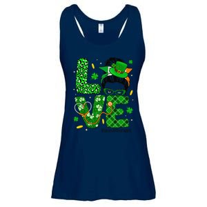 Love Speech Therapist Life Messy Bun Saint Patrick's Day Ladies Essential Flowy Tank