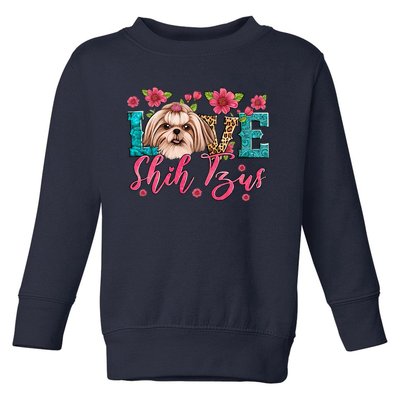 Love Shih Tzu Dog Flower Lover Pet Animal Trending Gift Idea Toddler Sweatshirt