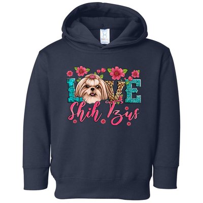 Love Shih Tzu Dog Flower Lover Pet Animal Trending Gift Idea Toddler Hoodie