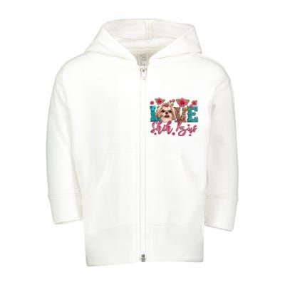 Love Shih Tzu Dog Flower Lover Pet Animal Trending Gift Idea Toddler Zip Fleece Hoodie