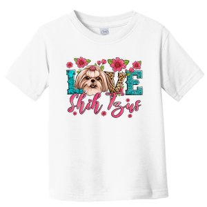 Love Shih Tzu Dog Flower Lover Pet Animal Trending Gift Idea Toddler T-Shirt