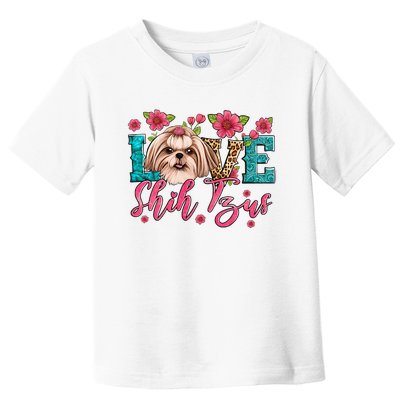 Love Shih Tzu Dog Flower Lover Pet Animal Trending Gift Idea Toddler T-Shirt