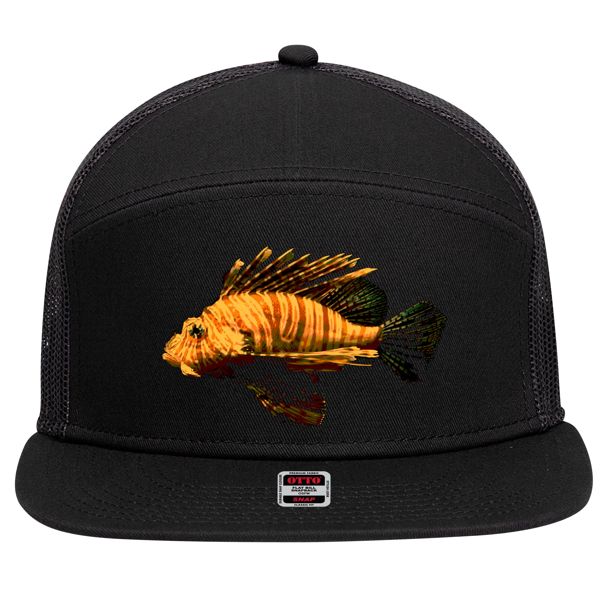 Lionfish Save The Tropical Ocean Reef Coral Lion Fish Gift 7 Panel Mesh Trucker Snapback Hat