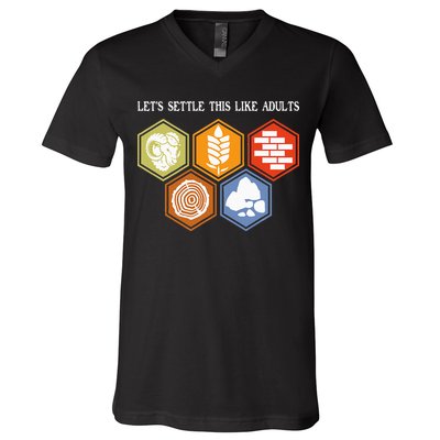 Let's Settle This Like Adults Tabletop Game Board Gaming V-Neck T-Shirt