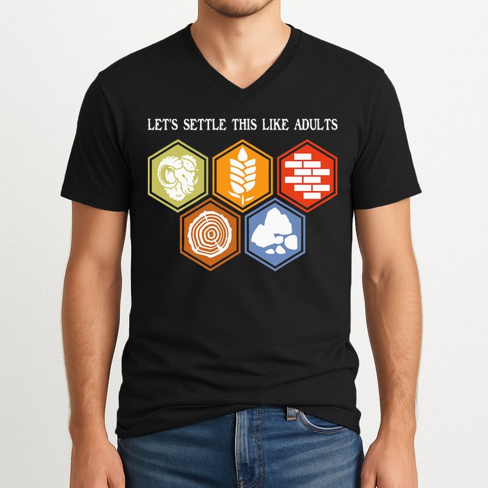 Let's Settle This Like Adults Tabletop Game Board Gaming V-Neck T-Shirt