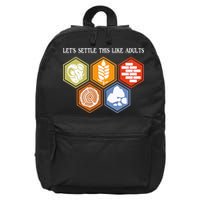 Let's Settle This Like Adults Tabletop Game Board Gaming 16 in Basic Backpack