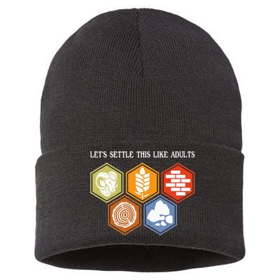 Let's Settle This Like Adults Tabletop Game Board Gaming Sustainable Knit Beanie