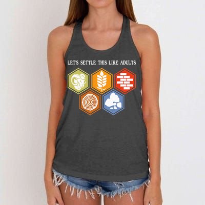Let's Settle This Like Adults Tabletop Game Board Gaming Women's Knotted Racerback Tank