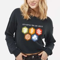Let's Settle This Like Adults Tabletop Game Board Gaming Cropped Pullover Crew