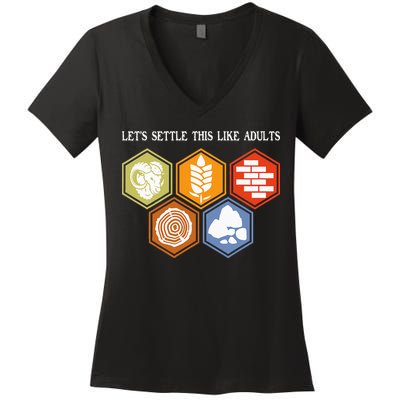 Let's Settle This Like Adults Tabletop Game Board Gaming Women's V-Neck T-Shirt