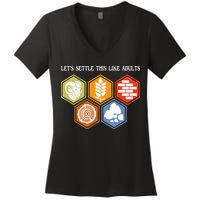 Let's Settle This Like Adults Tabletop Game Board Gaming Women's V-Neck T-Shirt