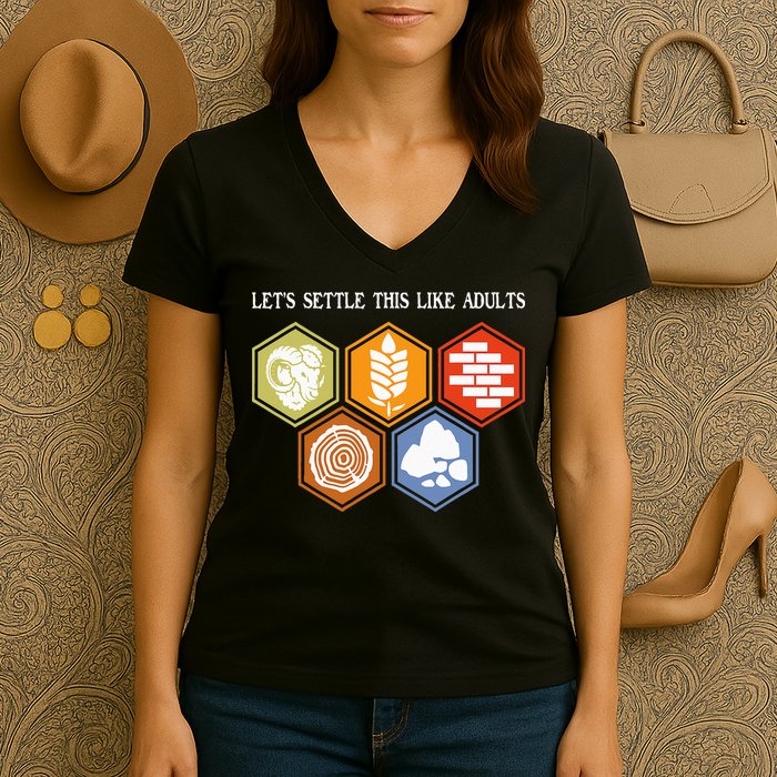 Let's Settle This Like Adults Tabletop Game Board Gaming Women's V-Neck T-Shirt