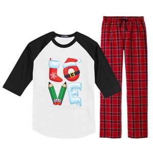 Love Speech Therapist Life Speech Therapy Slp Christmas Gift Raglan Sleeve Pajama Set