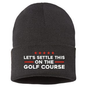 LetS Settle This On The Golf Course Trump Biden Debate Sustainable Knit Beanie