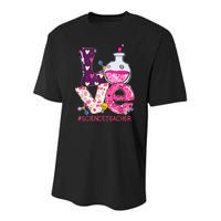 Love Science Teacher Valentine's Day Teacherlife Outfits Youth Performance Sprint T-Shirt