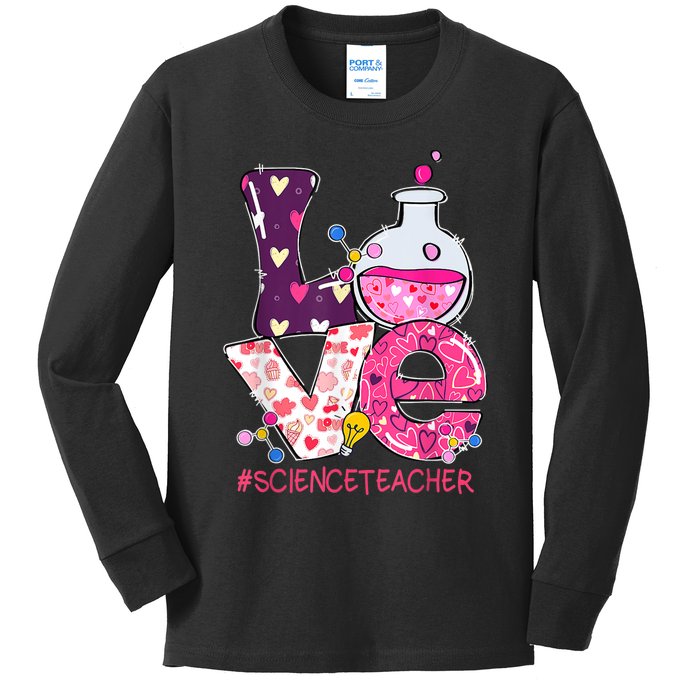 Love Science Teacher Valentine's Day Teacherlife Outfits Kids Long Sleeve Shirt