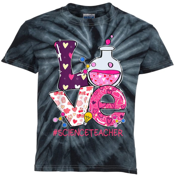 Love Science Teacher Valentine's Day Teacherlife Outfits Kids Tie-Dye T-Shirt