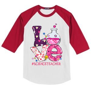 Love Science Teacher Valentine's Day Teacherlife Outfits Kids Colorblock Raglan Jersey