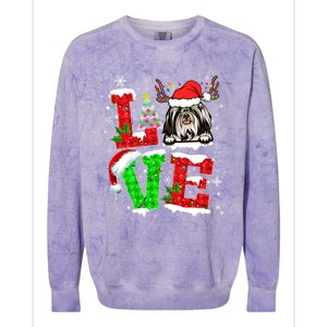 Love Shih Tzu Christmas Tree Lights Dog Lover Santa Hat Xmas Gift Colorblast Crewneck Sweatshirt