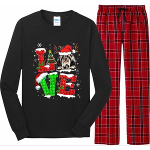 Love Shih Tzu Christmas Tree Lights Dog Lover Santa Hat Xmas Gift Long Sleeve Pajama Set