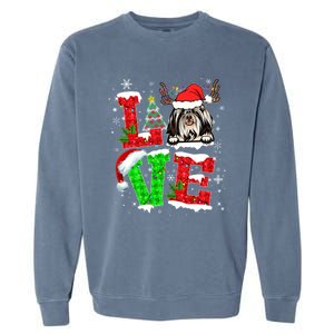 Love Shih Tzu Christmas Tree Lights Dog Lover Santa Hat Xmas Gift Garment-Dyed Sweatshirt