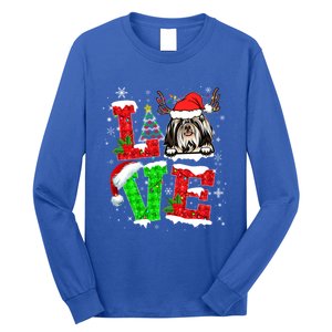 Love Shih Tzu Christmas Tree Lights Dog Lover Santa Hat Xmas Gift Long Sleeve Shirt