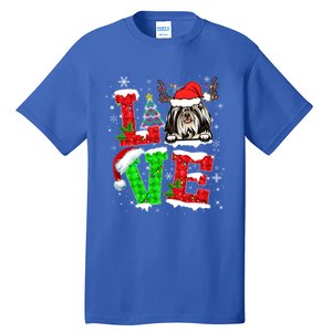 Love Shih Tzu Christmas Tree Lights Dog Lover Santa Hat Xmas Gift Tall T-Shirt