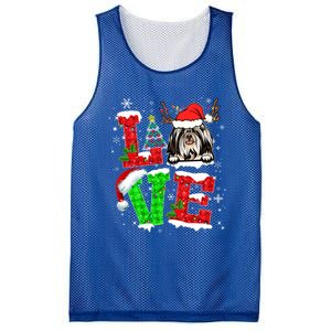 Love Shih Tzu Christmas Tree Lights Dog Lover Santa Hat Xmas Gift Mesh Reversible Basketball Jersey Tank