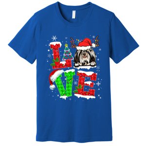 Love Shih Tzu Christmas Tree Lights Dog Lover Santa Hat Xmas Gift Premium T-Shirt