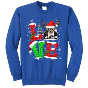 Love Shih Tzu Christmas Tree Lights Dog Lover Santa Hat Xmas Gift Tall Sweatshirt