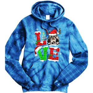 Love Shih Tzu Christmas Tree Lights Dog Lover Santa Hat Xmas Gift Tie Dye Hoodie