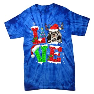 Love Shih Tzu Christmas Tree Lights Dog Lover Santa Hat Xmas Gift Tie-Dye T-Shirt