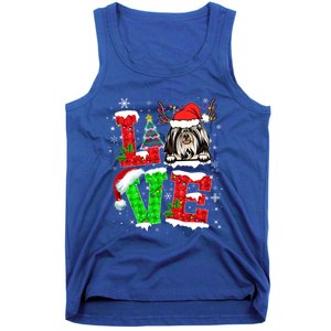 Love Shih Tzu Christmas Tree Lights Dog Lover Santa Hat Xmas Gift Tank Top