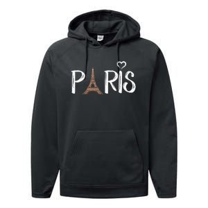 Love Sign The Eiffel Tower From Paris France Performance Fleece Hoodie