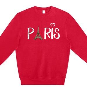 Love Sign The Eiffel Tower From Paris France Premium Crewneck Sweatshirt